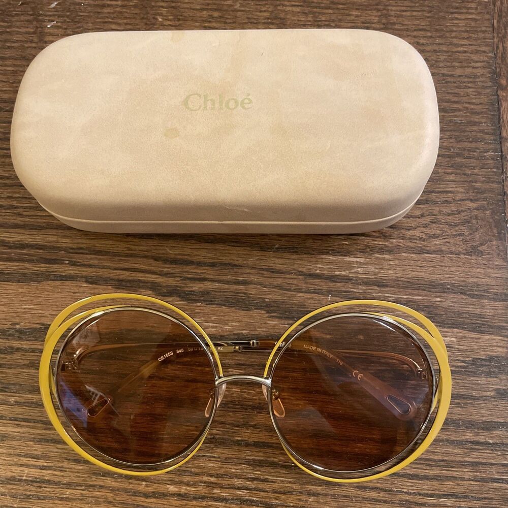 Chloe Round Rim Oversized Brown Sunglasses CE155S 59 18 135 #2